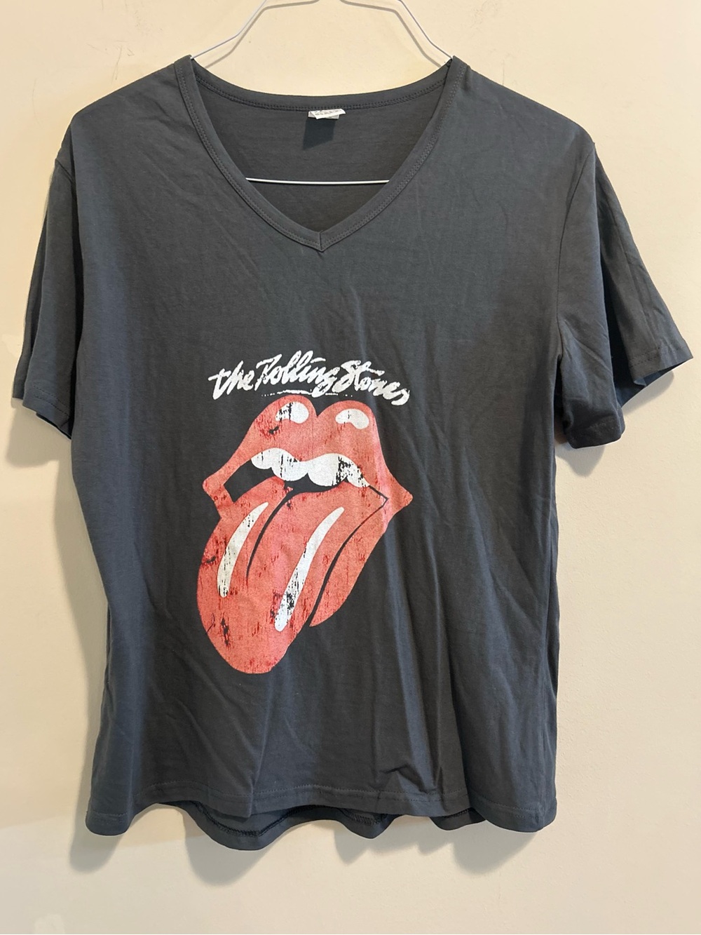 the‎ Rolling Stones Charcoal Crewneck Tee with White Tag